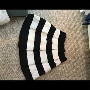 Striped black and white a-line skirt